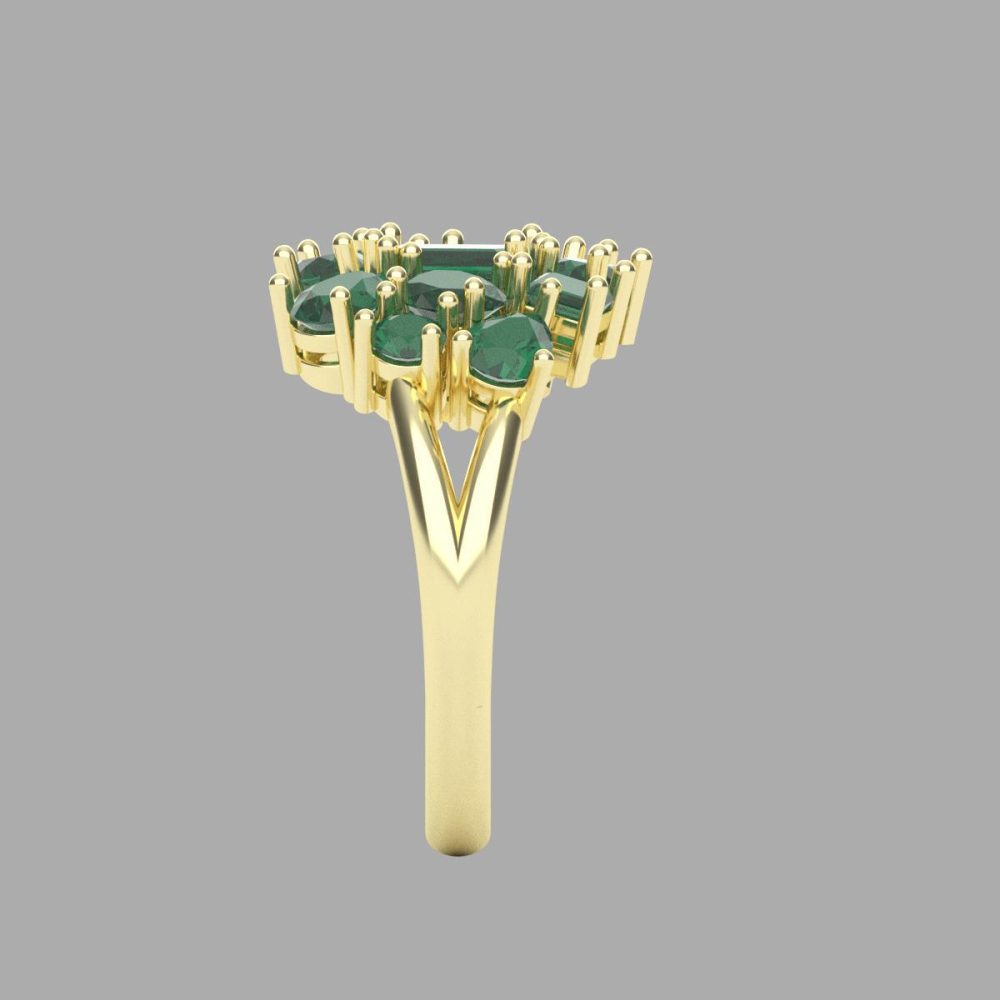 Anillo de Oro Amarillo con Piedras Verdes Variadas - Image 3